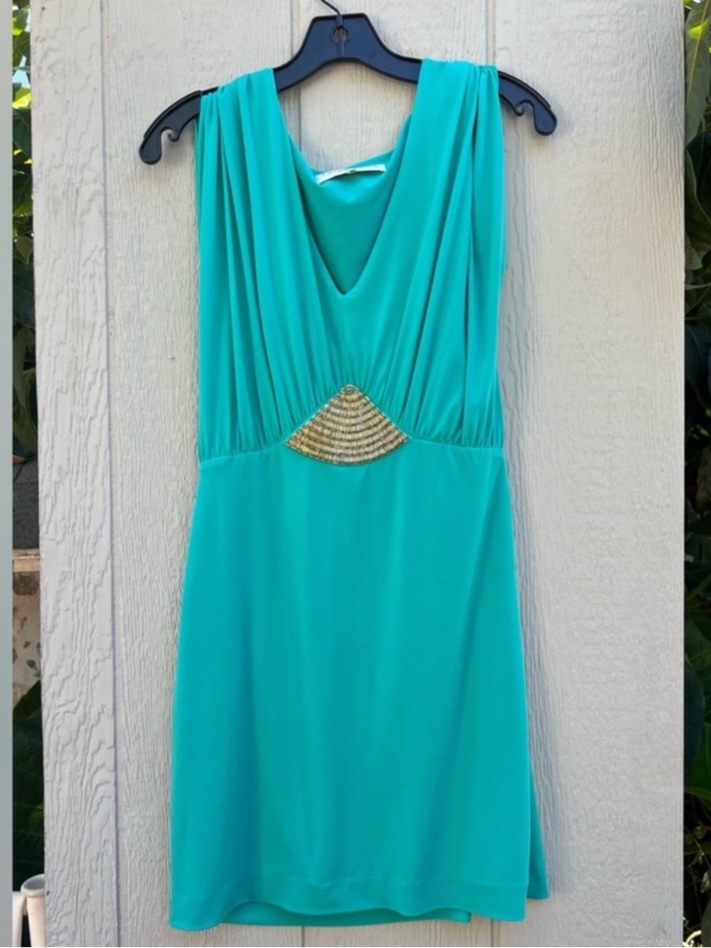 Trina turk mini dress beaded turquoise